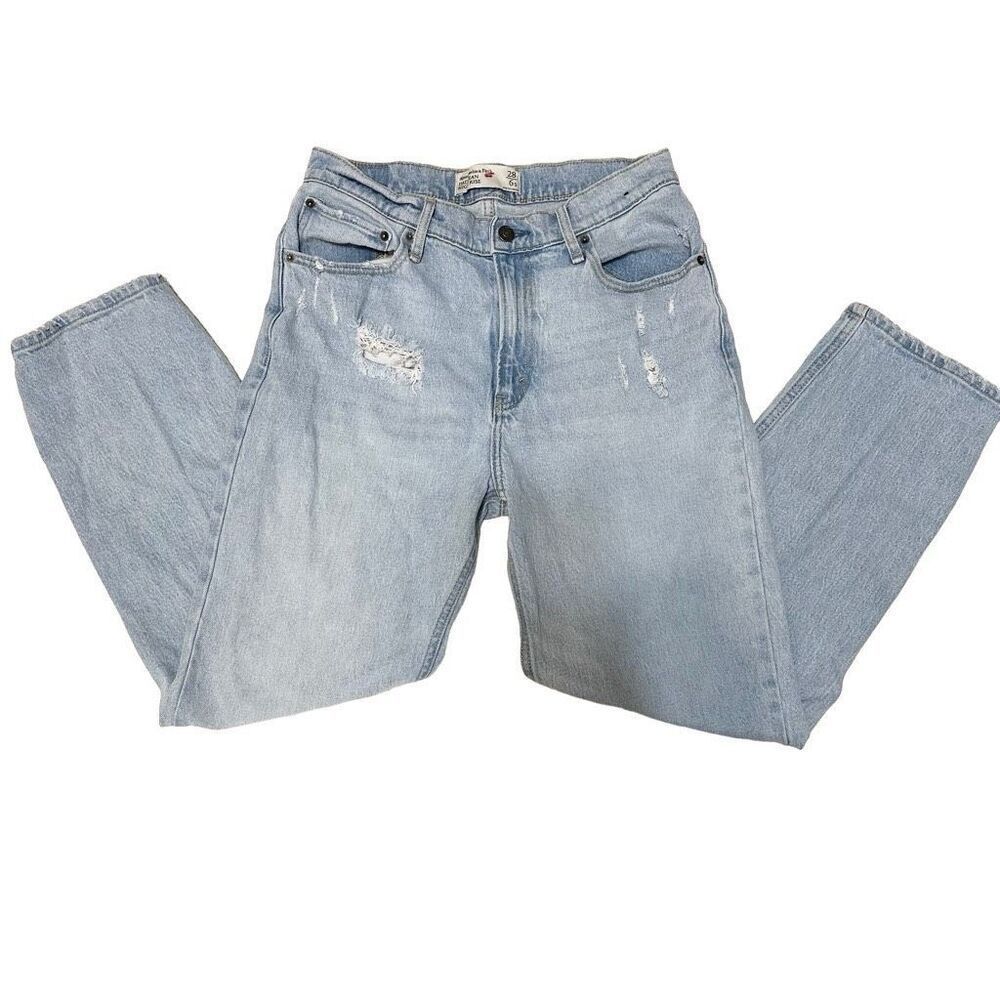 Abercrombie & Fitch Blue Straight Leg Jeans Distressed Vintage